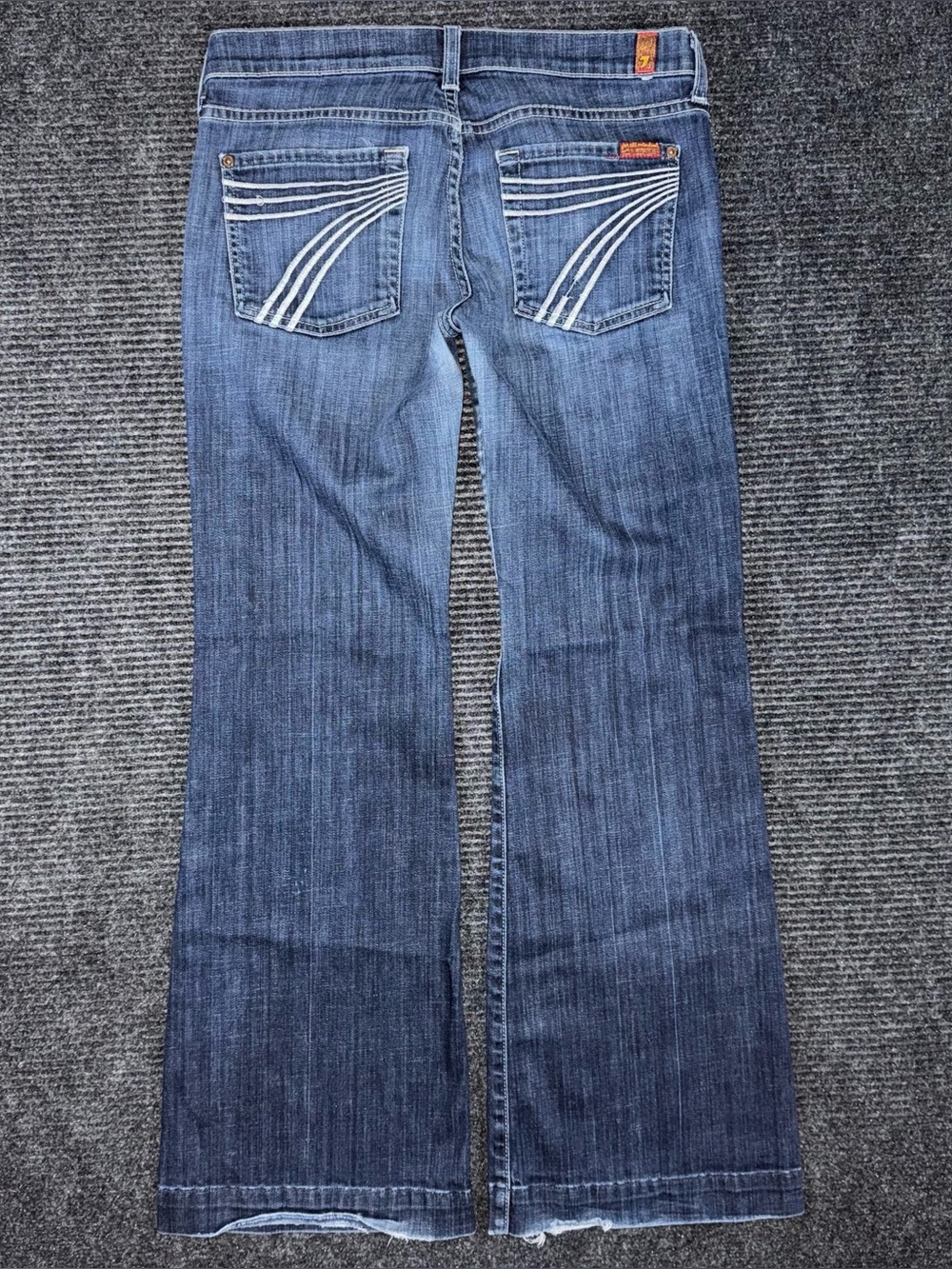7 For All Mankind Dojo Low Rise Trouser Flare Leg Jeans 28 (30x30) USA Made flaw